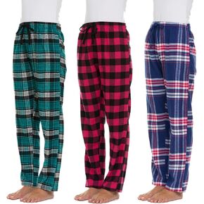 Pajama Pants for Women - 3 Pack Pajama Bottoms - Cotton Blend Flannel Plaid Lounge Pants, Comfortable PJ Pants in Saudi Arabia