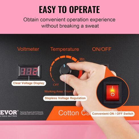 VEVOR Cotton Candy Machine Commercial, 1000W Electric Floss Maker with Stainless Steel Bowl, Sugar Scoop, Storage Drawer, Perfect for Home, Carnival, Kids Birthday, Family Party, Blue in Saudi Arabia