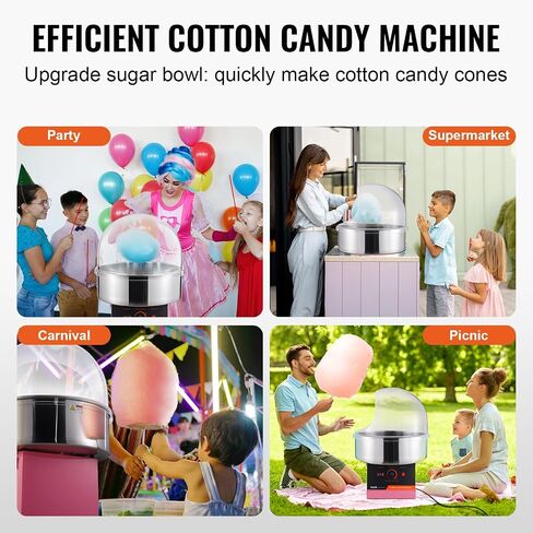 VEVOR Cotton Candy Machine Commercial, 1000W Electric Floss Maker with Stainless Steel Bowl, Sugar Scoop, Storage Drawer, Perfect for Home, Carnival, Kids Birthday, Family Party, Blue in Saudi Arabia