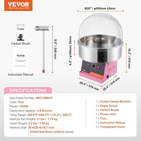 VEVOR Cotton Candy Machine Commercial, 1000W Electric Floss Maker with Stainless Steel Bowl, Sugar Scoop, Storage Drawer, Perfect for Home, Carnival, Kids Birthday, Family Party, Blue in Saudi Arabia