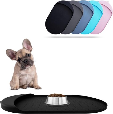 Dog Food Mat - 29" x 16.6" Pet Feeding Mat with Residue Collection Pocket - Large Silicone Dog Mat for Food and Water - Waterproof Dog and Cat Bowl Mat, High Edges to Prevent Spills, Light Pink in Saudi Arabia