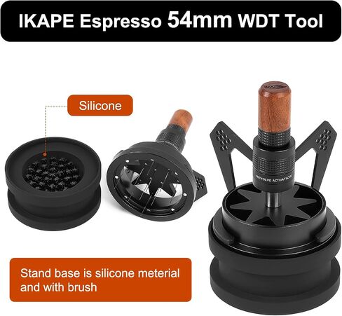 IKAPE Mantis WDT Distribution Tool with Clean Brush, V3-54MM Espresso Stirrer for Barista - 8 Needle Espresso Stirrer with Dosing Funnel & Stand in Saudi Arabia