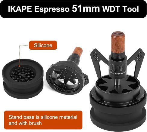 IKAPE Mantis WDT Distribution Tool with Clean Brush, V3-54MM Espresso Stirrer for Barista - 8 Needle Espresso Stirrer with Dosing Funnel & Stand in Saudi Arabia
