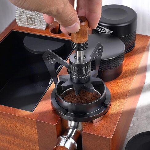IKAPE Mantis WDT Distribution Tool with Clean Brush, V3-54MM Espresso Stirrer for Barista - 8 Needle Espresso Stirrer with Dosing Funnel & Stand in Saudi Arabia