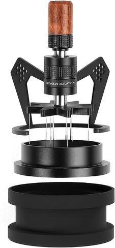 IKAPE Mantis WDT Distribution Tool with Clean Brush, V3-54MM Espresso Stirrer for Barista - 8 Needle Espresso Stirrer with Dosing Funnel & Stand in Saudi Arabia
