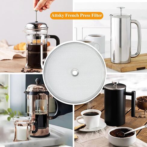 8 Pieces French Press Replacement Parts Stainless Steel Set, 6 Pieces 4in Universal French Press Screen, Containing Spiral Disk and Cross Disk for 34oz/3.75 Inch Wide French Press Coffee Press in Saudi Arabia