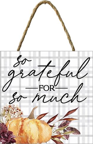 Yippee Daisy Pumpkin Hanging Sign - Home Decorative Rustic Wooden Sign, Thanksgiving, Fall, Autumn Decor to Hang in Front Door, Kitchen Wall, Outdoor, Porch, Farmhouse, Garden - 7" x 7", Hello Fall in Kuwait