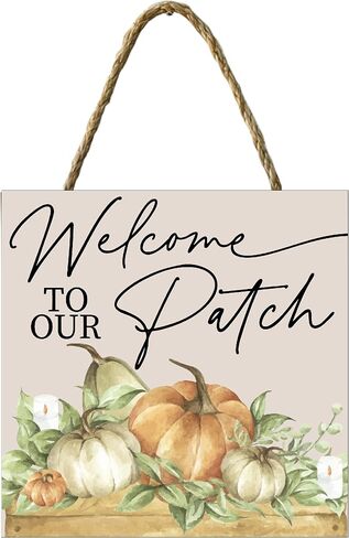 Yippee Daisy Pumpkin Hanging Sign - Home Decorative Rustic Wooden Sign, Thanksgiving, Fall, Autumn Decor to Hang in Front Door, Kitchen Wall, Outdoor, Porch, Farmhouse, Garden - 7" x 7", Hello Fall in Kuwait