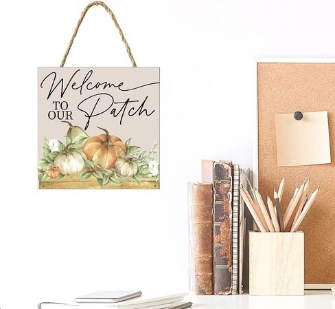 Yippee Daisy Pumpkin Hanging Sign - Home Decorative Rustic Wooden Sign, Thanksgiving, Fall, Autumn Decor to Hang in Front Door, Kitchen Wall, Outdoor, Porch, Farmhouse, Garden - 7" x 7", Hello Fall in Kuwait