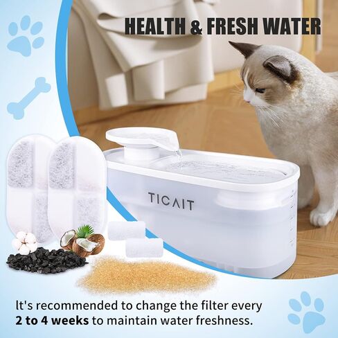 Cat Water Fountain Filter, 8 Pack Filters & Pre-Filter Sponges for 84oz/2.5L Automatic pet Water Dispenser, Water Bowl with Ultra-Quiet Smart Pump for Cats Dogs in Saudi Arabia