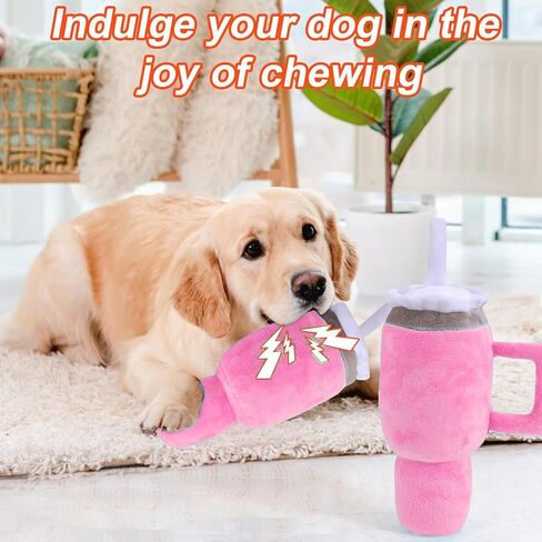 لطيف مضحك الوردي صار الكلب اللعب لكأس ستانلي، بهلوان لينة مع مقبض كأس الكلب اللعب القطيفة، تصميم السلامة الكلب اللعب لتدريب الكلاب الصغيرة / المتوسطة / الكبيرة ومرافقة in Kuwait