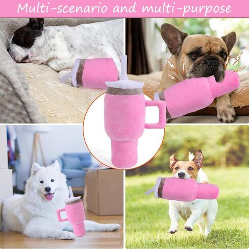 لطيف مضحك الوردي صار الكلب اللعب لكأس ستانلي، بهلوان لينة مع مقبض كأس الكلب اللعب القطيفة، تصميم السلامة الكلب اللعب لتدريب الكلاب الصغيرة / المتوسطة / الكبيرة ومرافقة in Kuwait