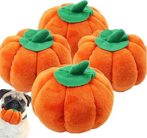 BAMY 4 Pcs Pumpkin Dog Chew Toys Pet Squeaky Toy Halloween Plush Cat Playing Toys Teeth Grinding Pet Training Toy for Dog Cat Relief Decompression (Pumpkin) in Saudi Arabia