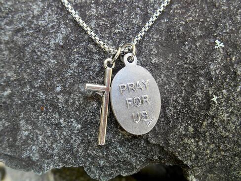 Saint HUBERT, Boys Confirmation Gift, Catholic Boys Necklace, Confirmation Saint, St Hubert, 24" Stainless Steel Box Chain in Saudi Arabia