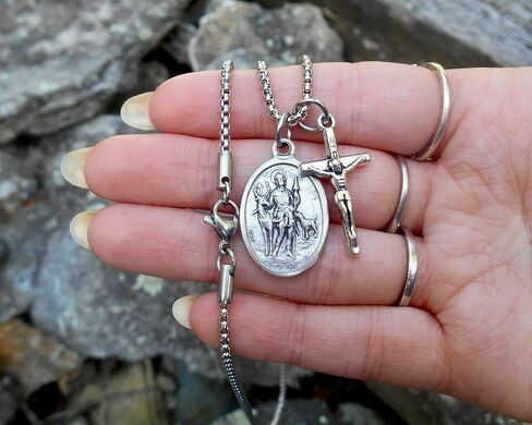 Saint HUBERT, Boys Confirmation Gift, Catholic Boys Necklace, Confirmation Saint, St Hubert, 24" Stainless Steel Box Chain in Saudi Arabia