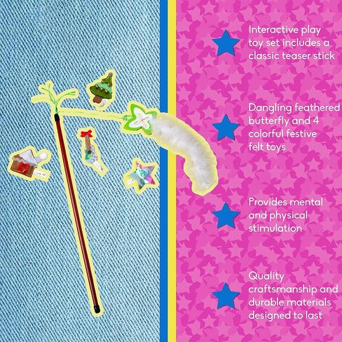 مجموعة ألعاب دوجي بارتون دعابة وشعر للقطط مكونة من 5 قطع، باللون الأحمر in Kuwait