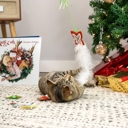 مجموعة ألعاب دوجي بارتون دعابة وشعر للقطط مكونة من 5 قطع، باللون الأحمر in Kuwait