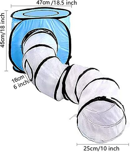 Cat Tunnel and Cubes Bundle Collapsible Tube and Foldable Cubes Collapsible Tunnel for Rabbits, Kittens, Ferrets and Dogs (Blue) in Saudi Arabia