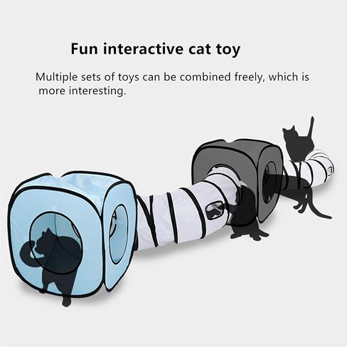 Cat Tunnel and Cubes Bundle Collapsible Tube and Foldable Cubes Collapsible Tunnel for Rabbits, Kittens, Ferrets and Dogs (Blue) in Saudi Arabia
