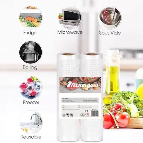 أكياس مفرغة للأغذية للاستخدام الاحترافي سطح منقوش خالٍ من مادة BPA عدد 2 لفات (197 بوصة × 7.9 بوصة) in Kuwait