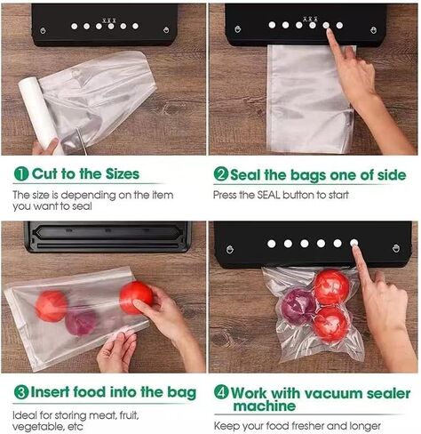 أكياس مفرغة للأغذية للاستخدام الاحترافي سطح منقوش خالٍ من مادة BPA عدد 2 لفات (197 بوصة × 7.9 بوصة) in Kuwait