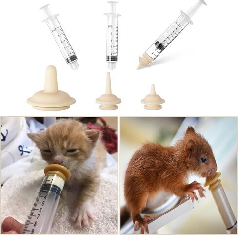 Nipples for Puppies Nipple for Kittens Newborn Kittens Puppies Small Animals Silicone Nipples with 5-10ml Syringes (Standard Model)… in Saudi Arabia