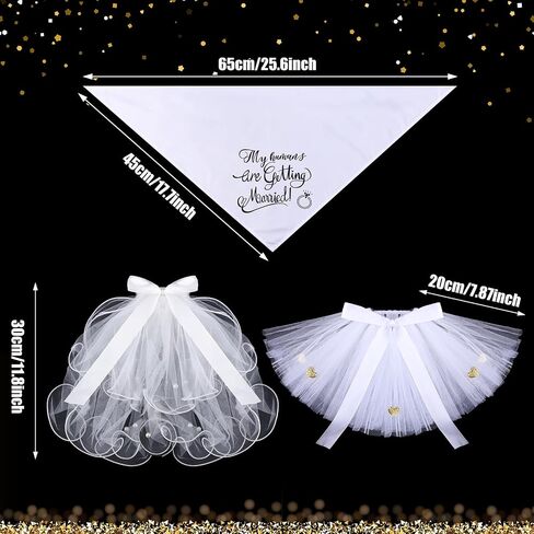 3 Packs Dog Bride Costume, Veil with Clip, Dog Bandana and Dog Skirt, Soft Comfortable Dog Wedding Party Dress Bride Pet Apparel for Pet Medium in Saudi Arabia