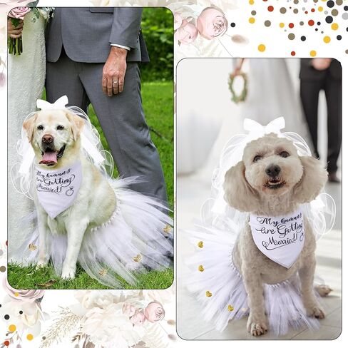 3 Packs Dog Bride Costume, Veil with Clip, Dog Bandana and Dog Skirt, Soft Comfortable Dog Wedding Party Dress Bride Pet Apparel for Pet Medium in Saudi Arabia