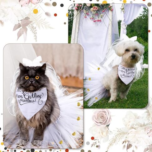 3 Packs Dog Bride Costume, Veil with Clip, Dog Bandana and Dog Skirt, Soft Comfortable Dog Wedding Party Dress Bride Pet Apparel for Pet Medium in Saudi Arabia