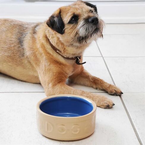 Mason Cash Cane & Blue Lettered Stoneware Dog Bowl, 18 cm in Saudi Arabia