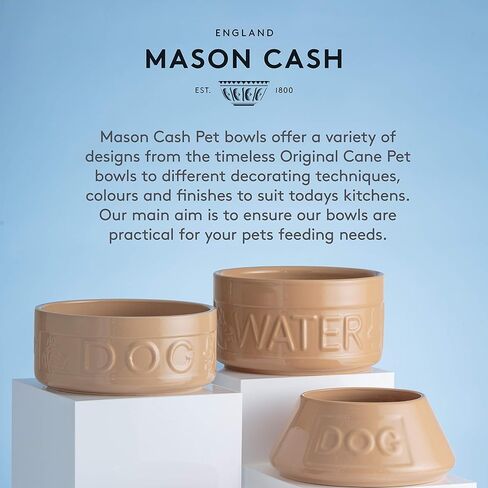 Mason Cash Cane & Blue Lettered Stoneware Dog Bowl, 18 cm in Saudi Arabia