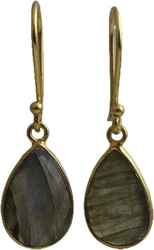 أقراط متدلية من الفضة الإسترليني مطلية بالذهب الأخضر والجمشت - هدايا مجوهرات مصنوعة يدويًا من الأحجار الكريمة للنساء (الكوارتز البراسيوليت) in Kuwait