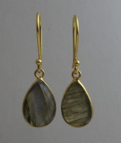 أقراط متدلية من الفضة الإسترليني مطلية بالذهب الأخضر والجمشت - هدايا مجوهرات مصنوعة يدويًا من الأحجار الكريمة للنساء (الكوارتز البراسيوليت) in Kuwait