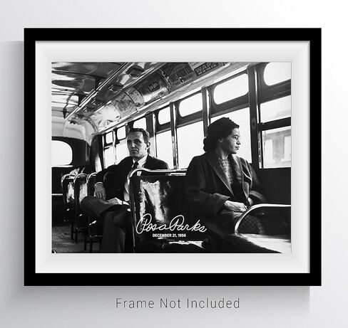 Rosa Parks Ride on Bus - 1956 Vintage Historic Wall Art Print - 11x14 UNFRAMED Antique Retro Black and White Reproduction Picture. in Saudi Arabia