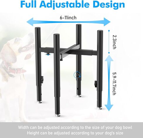 Adjustable Elevated Dog Bowl Stand，Fits 6-11inches Bowls,4 Height Adjustments. Holder for Raised Elevated Dog Food Water Bowl Feeder，for Large, Medium and Small Dogs in Kuwait