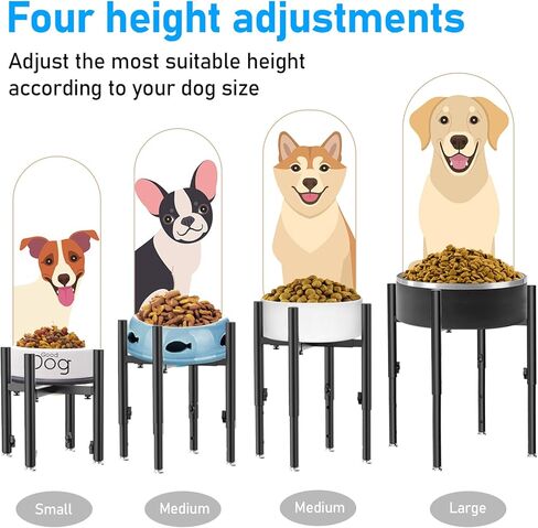 Adjustable Elevated Dog Bowl Stand，Fits 6-11inches Bowls,4 Height Adjustments. Holder for Raised Elevated Dog Food Water Bowl Feeder，for Large, Medium and Small Dogs in Kuwait