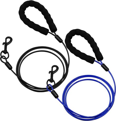 2 Pack Heavy Duty Dog Leashes with Chew Proof and Comfortable Padded Handle 4/5/6 FT, Steel Metal Safety Lead Rope with Retractable Buckle for Large or Medium Dogs Walk and Train -Black(6FT) in Saudi Arabia