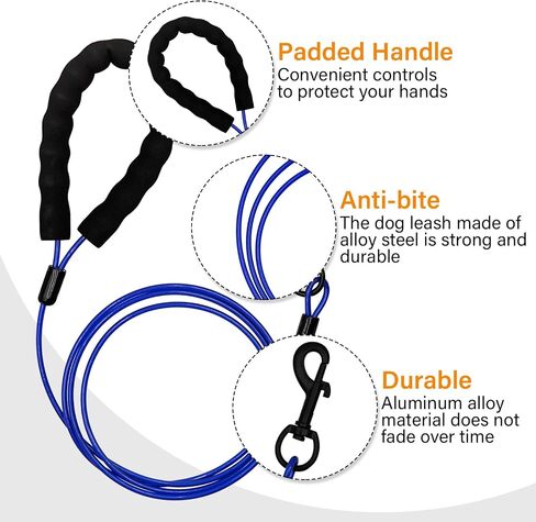 2 Pack Heavy Duty Dog Leashes with Chew Proof and Comfortable Padded Handle 4/5/6 FT, Steel Metal Safety Lead Rope with Retractable Buckle for Large or Medium Dogs Walk and Train -Black(6FT) in Saudi Arabia