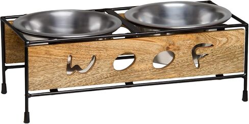 Loving Pets Black Label Woof Cut Raised Diner, Wood, 1 Quart in Kuwait