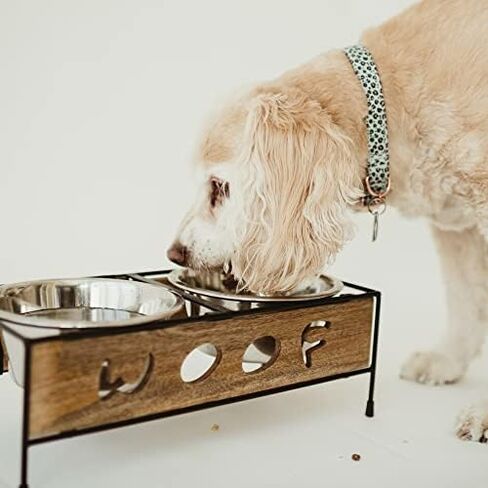 Loving Pets Black Label Woof Cut Raised Diner, Wood, 1 Quart in Kuwait