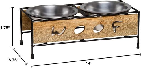 Loving Pets Black Label Woof Cut Raised Diner, Wood, 1 Quart in Kuwait