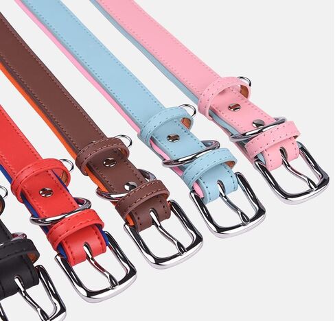 Genuine Leather Dog Collar for Small Medium Large Dog Adjustable Soft Breathable Comfortable Padded Puppy Pet Collar (XL:46-56cm, Blue) in Saudi Arabia