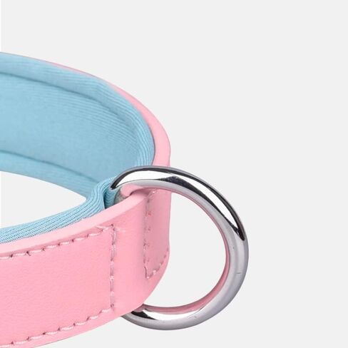 Genuine Leather Dog Collar for Small Medium Large Dog Adjustable Soft Breathable Comfortable Padded Puppy Pet Collar (XL:46-56cm, Blue) in Saudi Arabia