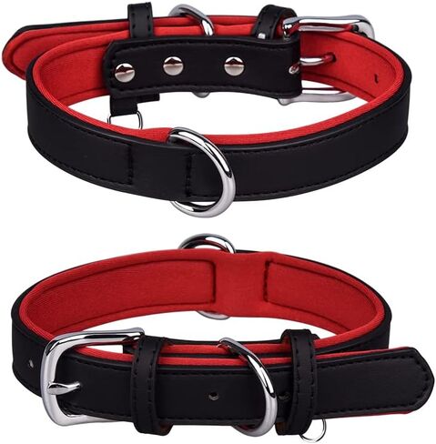 Genuine Leather Dog Collar for Small Medium Large Dog Adjustable Soft Breathable Comfortable Padded Puppy Pet Collar (XL:46-56cm, Blue) in Saudi Arabia