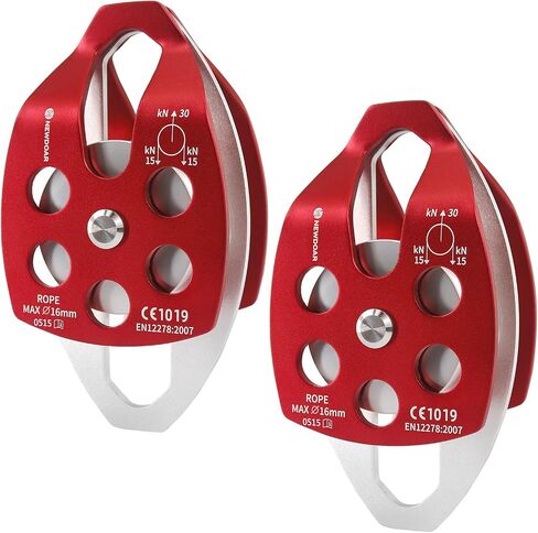 CE Certified 30KN Large Rescue Single/Double Pulley with Swing Plate | Aluminum alloy 30kN/6746lb breaking strength,Fits rope up to 16mm ,Portable Ideal for rescue hauling & tree climbing in Kuwait