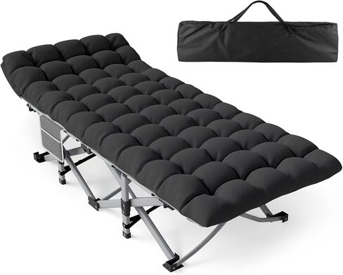 ZENPETIO Camping Cot for Adults, Heavy-Duty Portable Cot Bed with Mattress, Foldable Padded Sleeping Cots for Camping Travel Tent Day Bed Outdoor & Home Guest, Max Load 500 LBS, 75x28x15" in Saudi Arabia