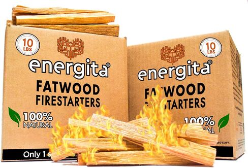 Premium Fatwood Fire Starter Sticks | 125 Kindling Sticks for Camping, Fire Pit, Grill, Bonfire & More | Start a Fire with 1 Piece of 100% Natural Wood | Waterproof & Food Safe (10lbs) in Saudi Arabia