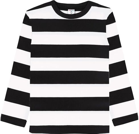 COSLAND Boys and Toddlers' Long Sleeve Striped T-Shirt, Cotton, Kids' Crew Neck Tee, 2T-Large in Kuwait