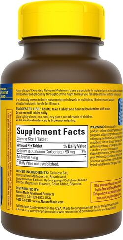 Nature Made Melatonin 4mg Extended Release Tablets, 100% Drug Free Sleep Aid for Adults, 90 Count, 90 Day Supply in Saudi Arabia