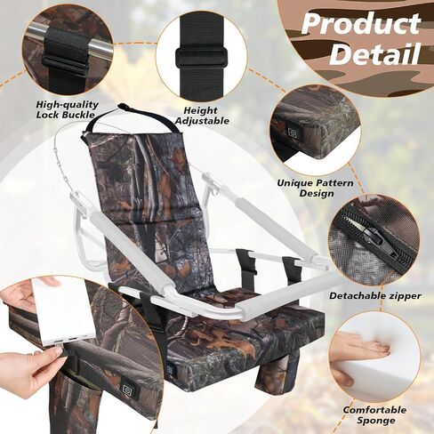 Heated Tree Stand Seat,Adjustable Hunting Seat Cushion,Waterproof Seat Pads Replacement,Fits Hunting Climber Deer Tree Stands in Saudi Arabia